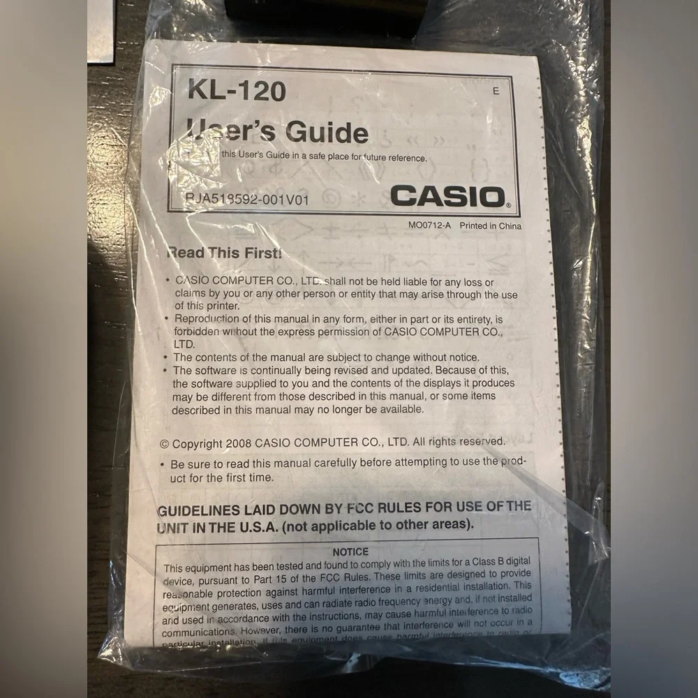 Casio KL-120 Label Maker 6mm Thermal Transfer comes with an extra new cartridge